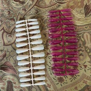 Set of White and Pink False Nails